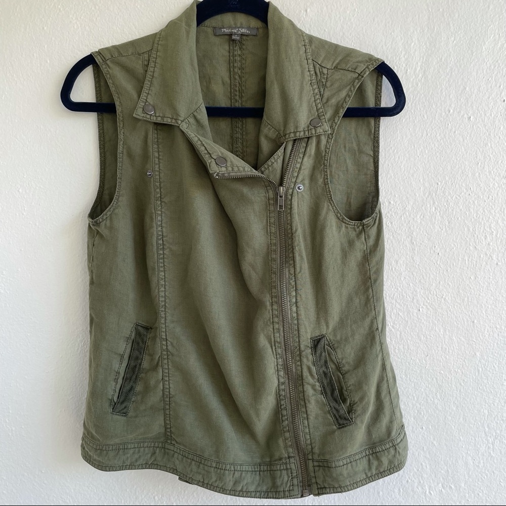 Michael Stars Camo Green Linen Vest, size S